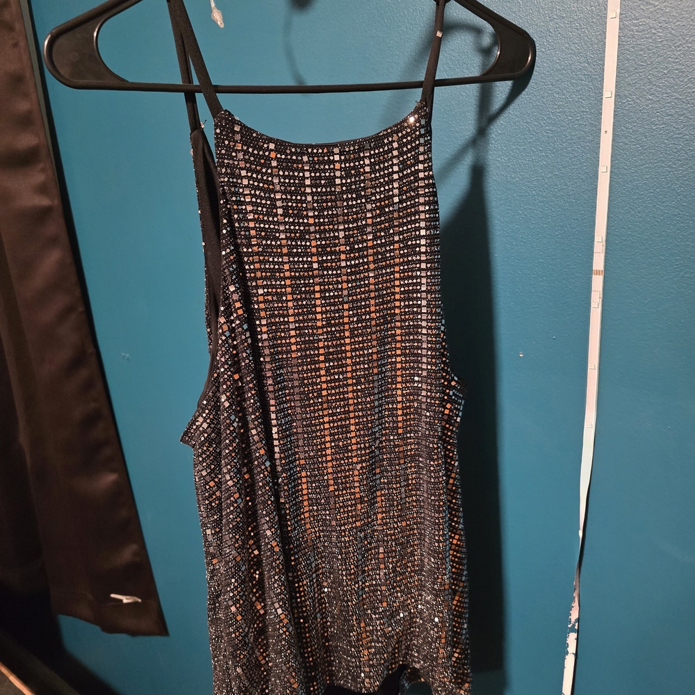 Shimmering Black and Silver Women's Tank Top